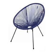 Poltrona da giardino rotonda in resina colore blu 56x88x72 cm