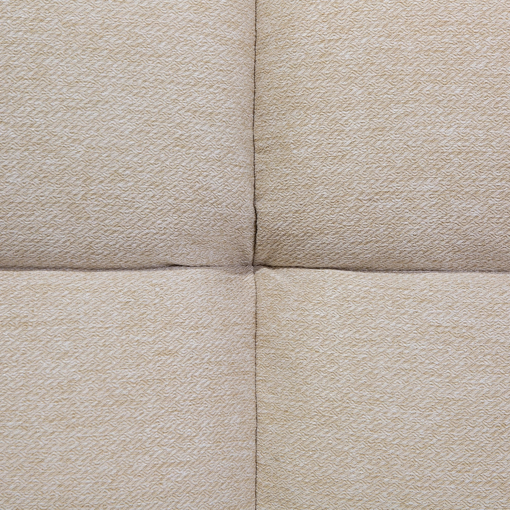 Divano letto Beige Tessuto Imbottito 3 Posti Schienale Reclinabile Quadrato Trapuntato