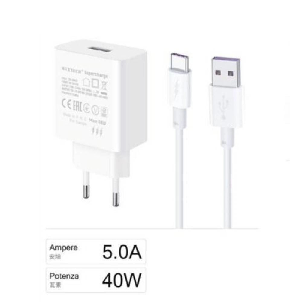 Trade Shop - Kit Caricabatteria Usb Caricatore Cavo Type-c 40w Supercharge Smartphone Ca-s045 -