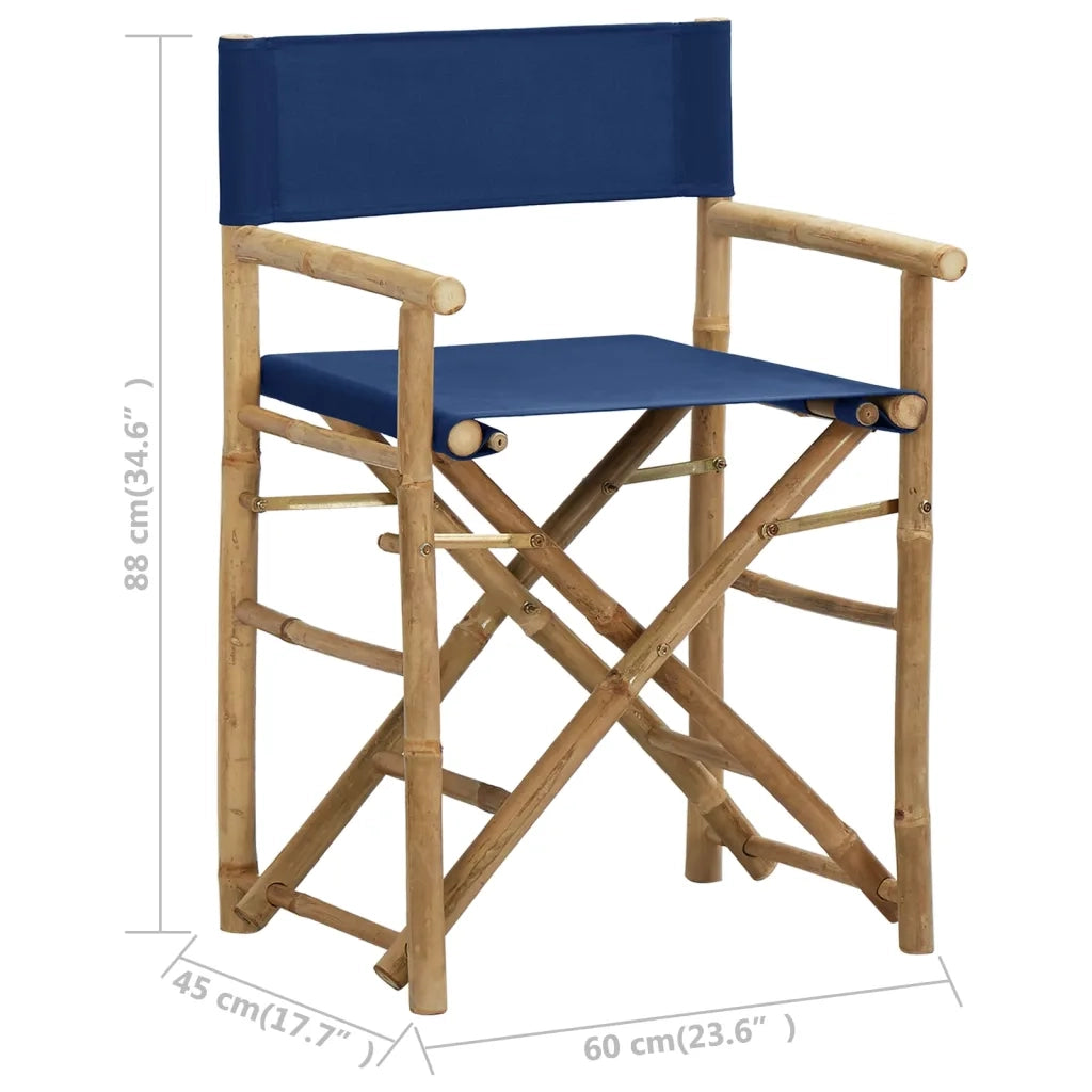 Sedie da Regista Pieghevoli 2 pz Blu in BambÃ¹ e Tela cod mxl 6381