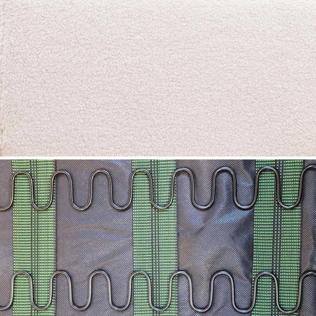 Divano in bouclé con gambe in legno, 2 posti, crema