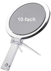 Specchio manuale e da tavolo con ingrandimento 10x, acrilico con base standard, 2 superfici specchiate, specchio cosmetico 10x