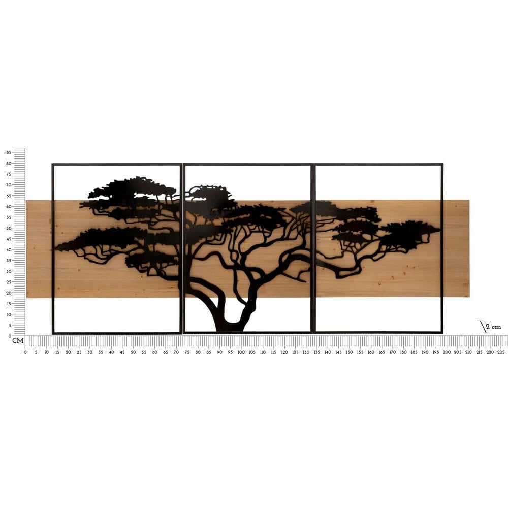 Decorazione Parete Set 3 Pezzi Ferro e Legno cm 204X2X80 - LAGOS