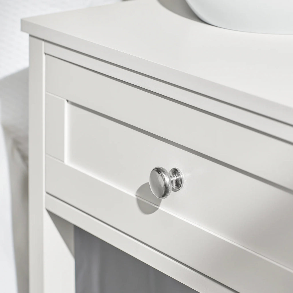 Tavolino da divano, tavolino da salotto o soggiorno, con cassetto,Bianco FBT46-W