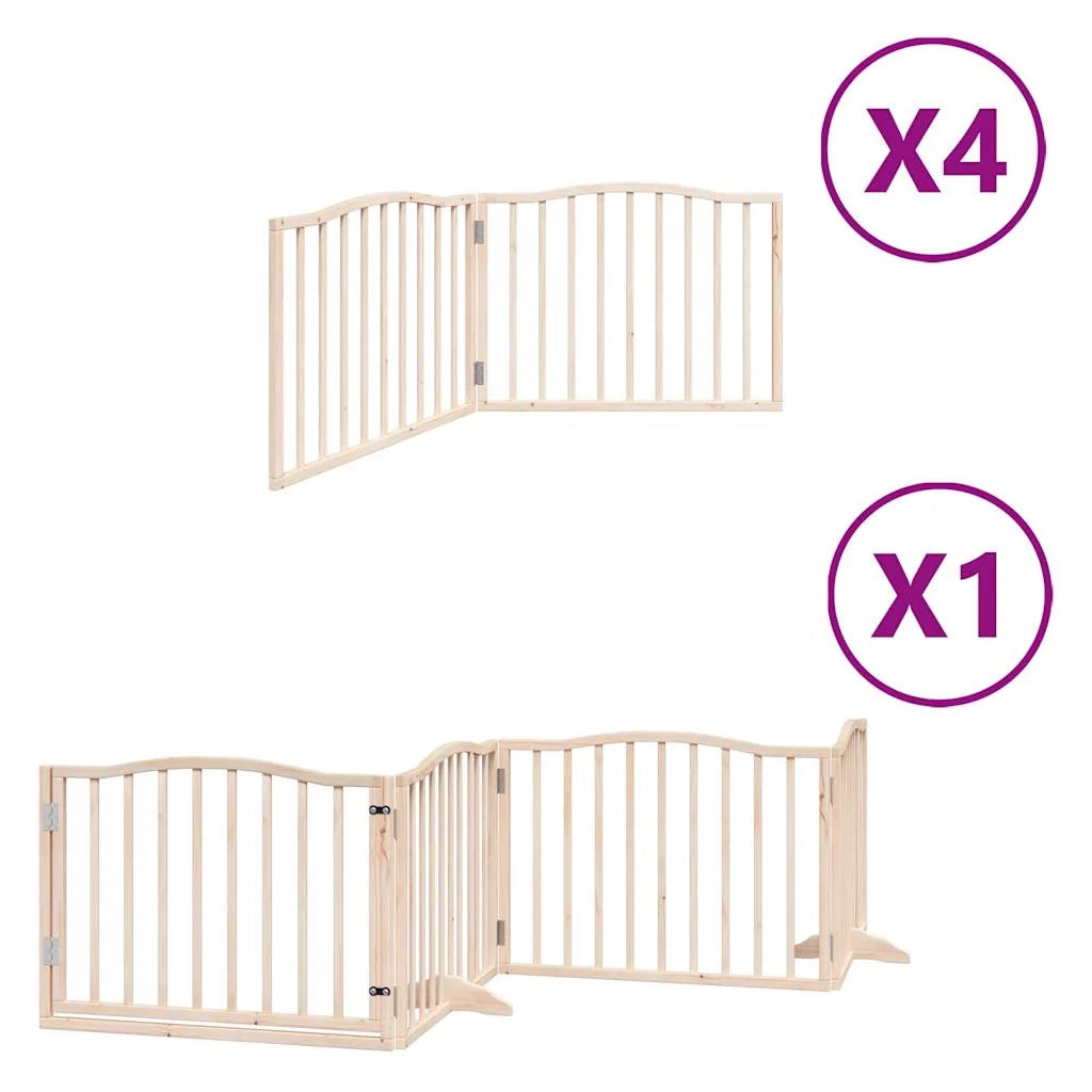 Cancelletto di sicurezza per animali domestici porta pieghevole 12 pannelli legno di pioppo marrone 02_0023157