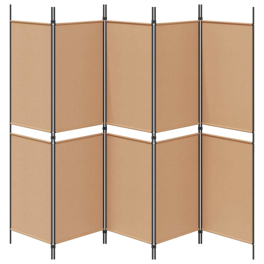 Paravento a 5 Pannelli Beige 250 x 180 cm Tessuto