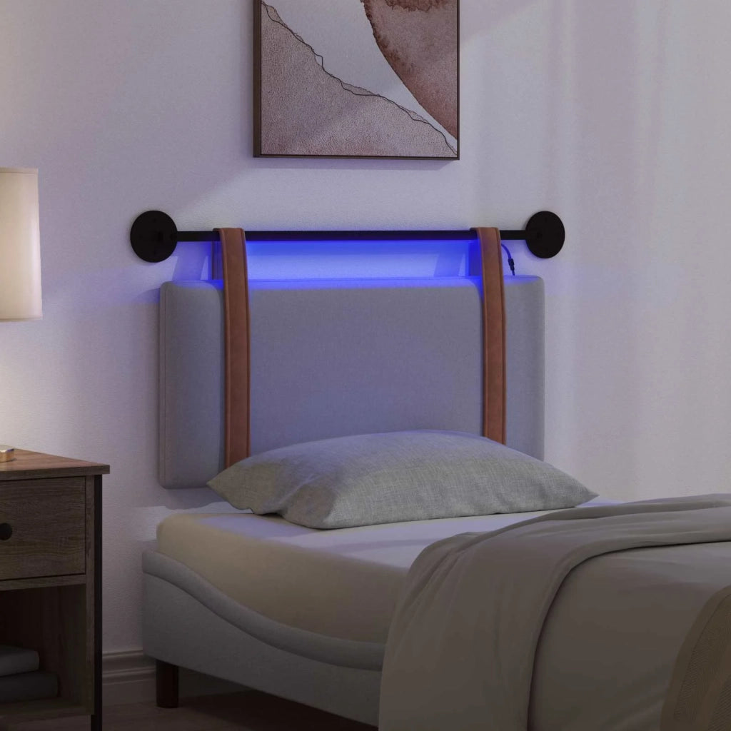 Testiera | Testata sospesa Con luce LED Grigio Chiaro PU Antico