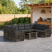 Set Divano da Giardino 10 pz Grigio e Grigio Scuro polyrattan 3436991