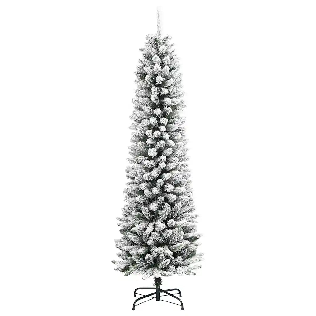 vidaXL Albero Natale Artificiale Sottile Neve Floccata 150cm PVC e PE