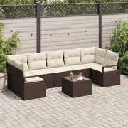 Set di divani 8 pcs Marrone e Crema polyrattan 3346298