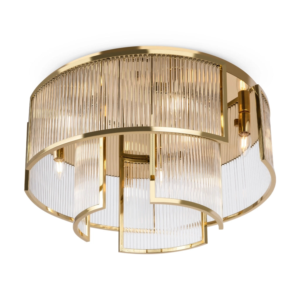 Plafoniera Moderna Frame 9 Luci E14 60W Metallo Oro Ip20