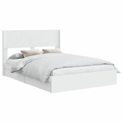 Letto matrimoniale | Letto per adulti | Struttura del letto con stoccaggio e testata Bianco