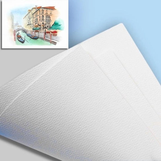 Pannelli di carta acquerello 300 g/m² 50% cotone 19 x 13 cm carta fredda stampata bianca - 20 fogli