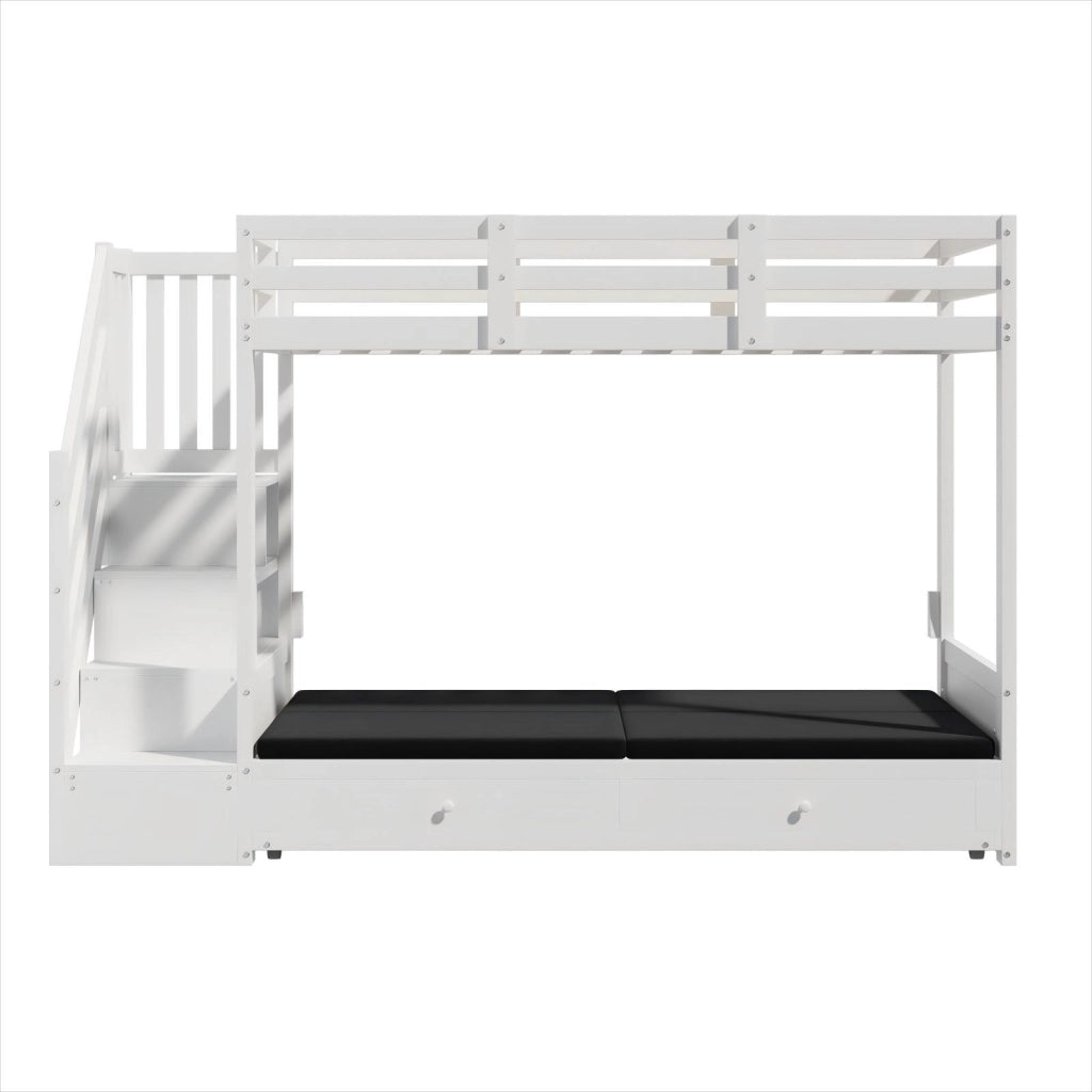 LETTO a soppalco multifunzione 90x200 cm Bianco in legno massello e MDF