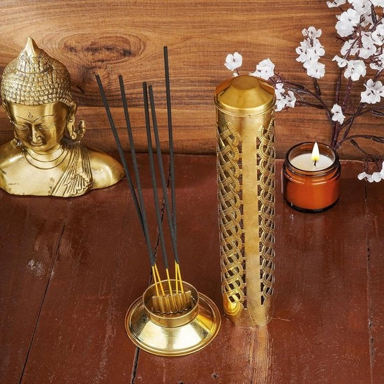 Supporto di Fumata per Bruciatori - Piastra di Raffreddamento per Fumo - Design a Nastro di Lino - Cattura Fumo per Ambiente Intimo Yoga Meditazione - 25 cm