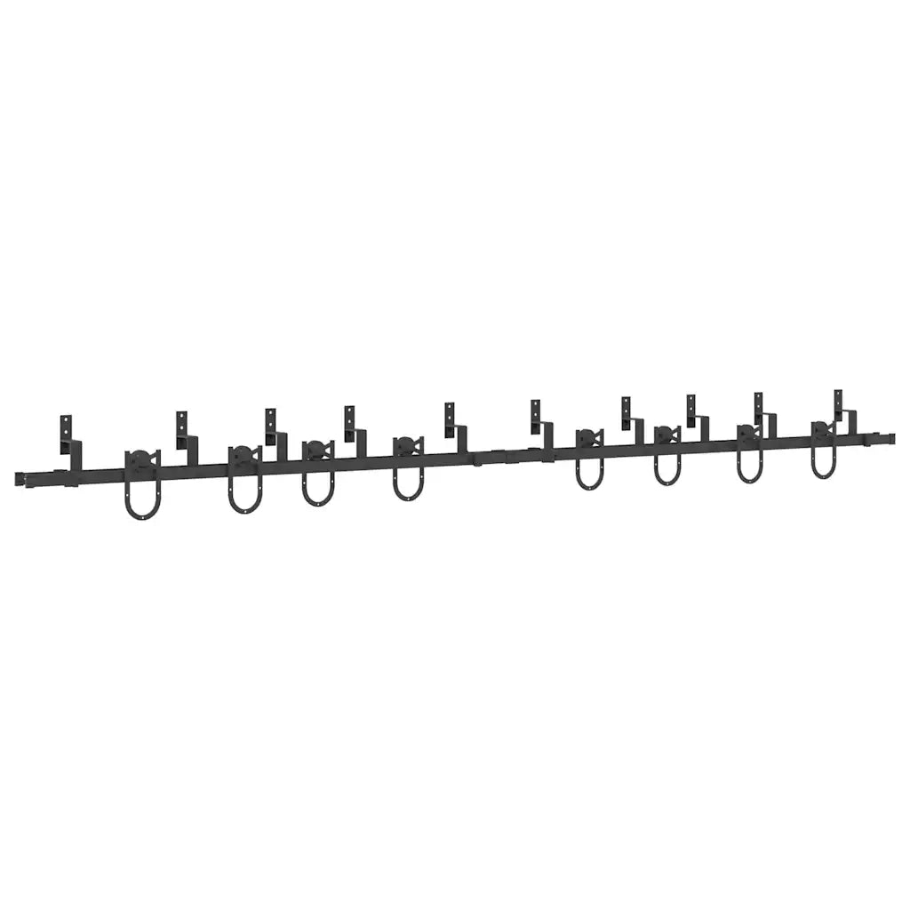 Kit di Binari per Porte Scorrevoli 366 cm Acciaio Nero