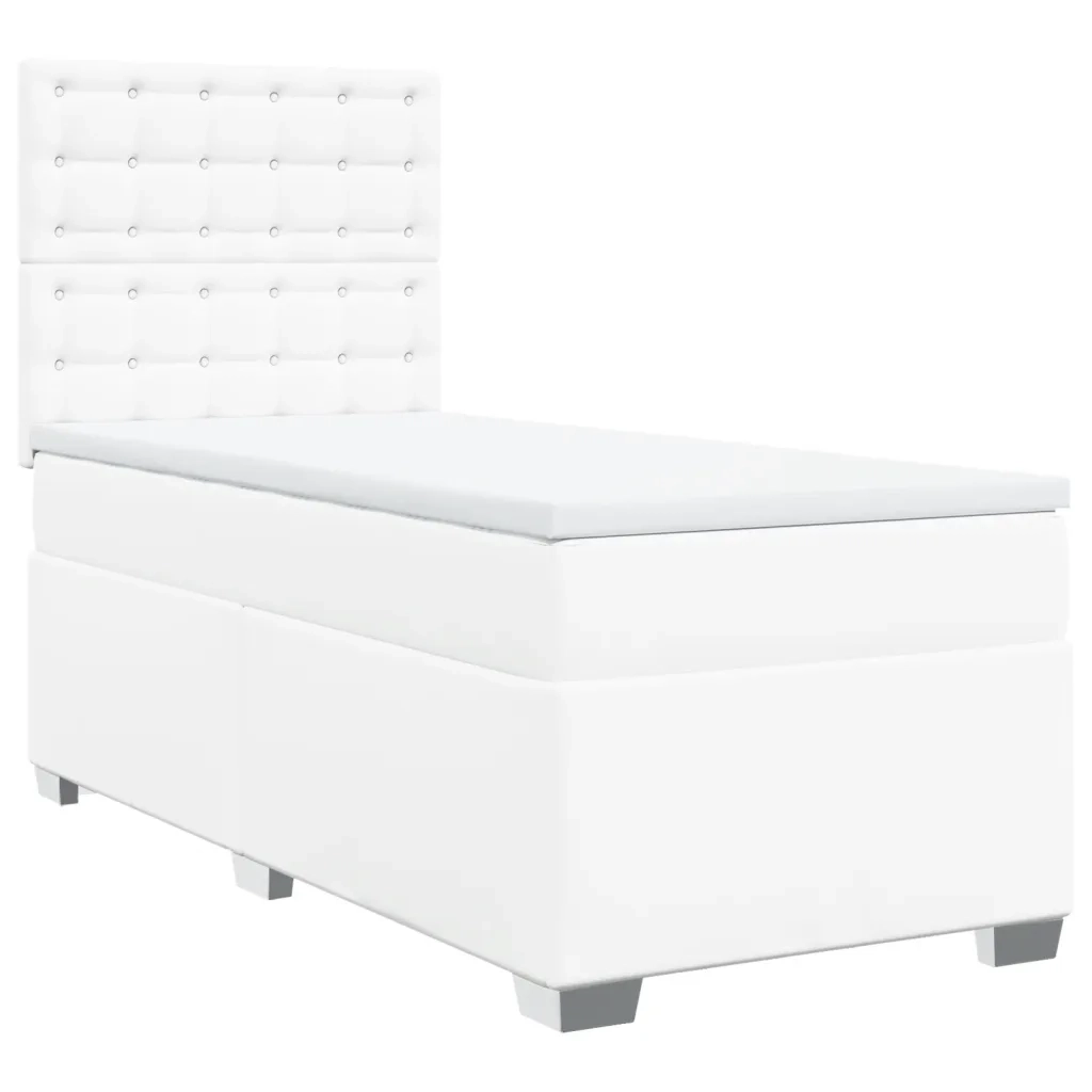 Giroletto a Molle con Materasso Bianco 90x200 cm in Similpelle