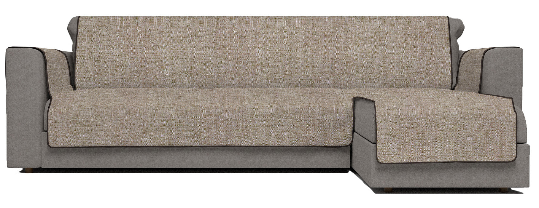 Copridivano in Poliestere con Penisola Destra Seduta 290 cm Marrone