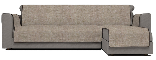 Copridivano in Poliestere con Penisola Destra Seduta 240 cm Marrone