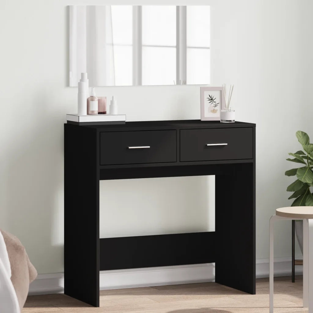 Toeletta con Specchio-Tavolo da Vanit¨¤ Nero 80x39x80 cm