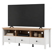 Tiarno, Mobile Porta tv 3 Cassetti, 143x40x54h cm Bianco Opaco