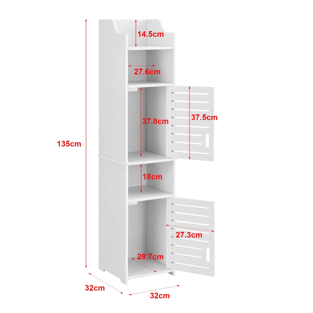 Colonna da bagno mobile contenitore con ante e più vani portaoggetti 135 cm bianco 03_0005824