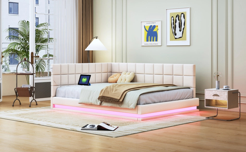 Letto divano multifunzione lino beige 140x200 cm