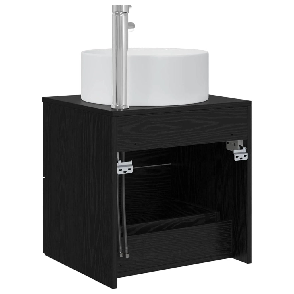 Mobile Lavabo da Parete Rovere Nero 49,5 x 44,5 x 65,5 cm