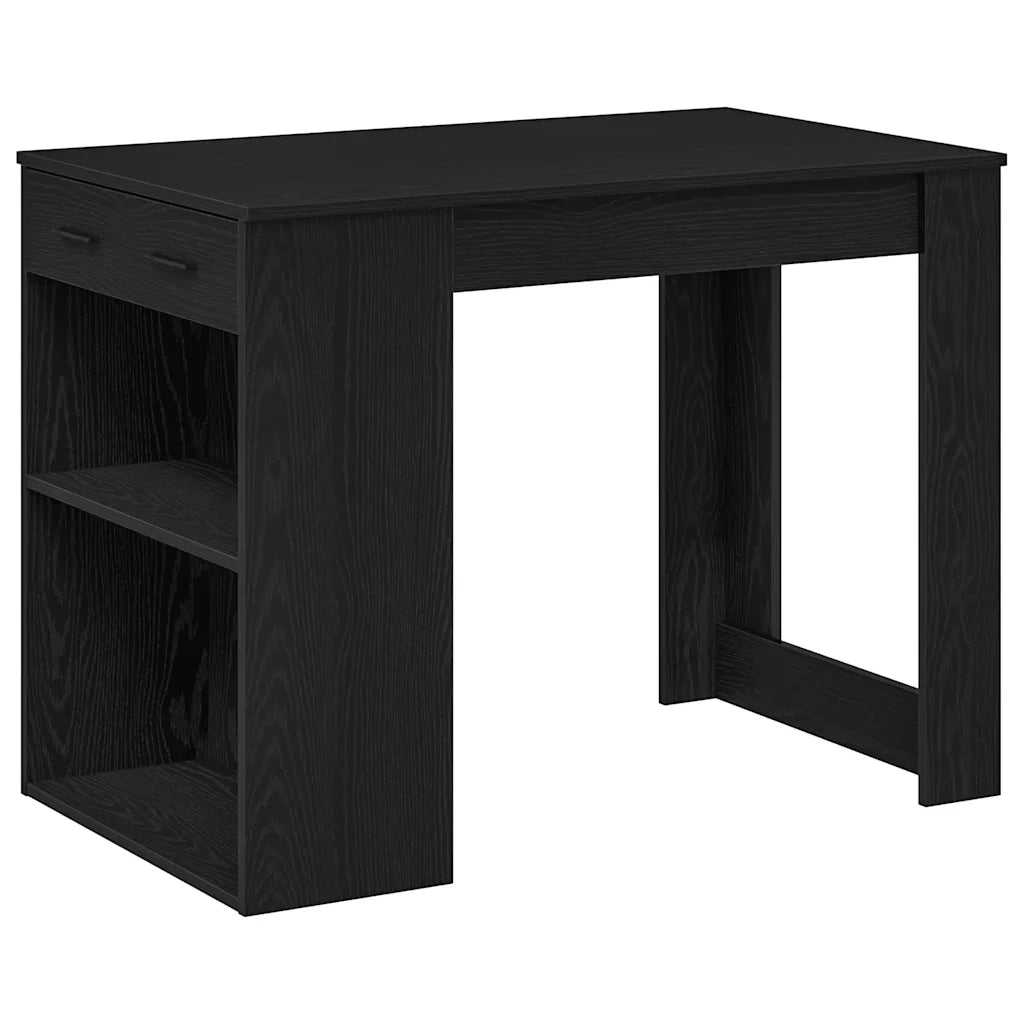 Scrivania con Cassetto e Ripiano Rovere nero Legno Multistrato 858687