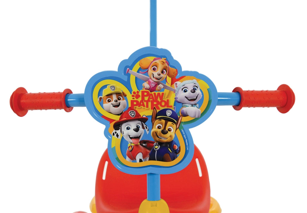 Triciclo a Pedali Primi Passi per Bambini con Maniglione Genitoriale Rimovibile e Vano Contenitore Paw Patrol Azzurro