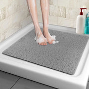 Mat di sicurezza antiscivolo 60 x 60 cm, con fori di drenaggio, con massa di Loofah per bagni, materasso di PVC per zone umide, rapido asciugamento (grigio, 60 x 60 cm)