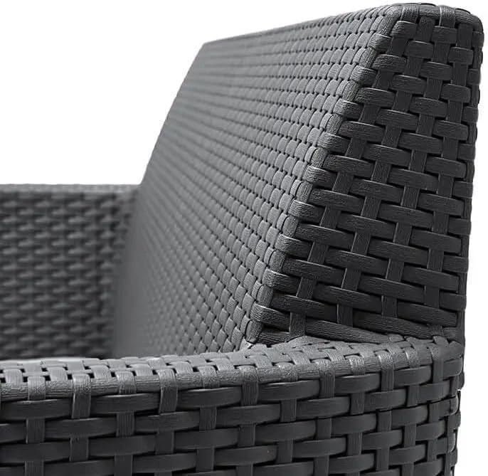 Set da Giardino 4 Pezzi in Rattan Sintetico con Cuscini e Tavolino Contenitore Colore Grafite Modello Salemo Lounge Keter