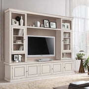 Parete attrezzata in legno shabby avorio anticato 243x50x227 - Mobili 2G