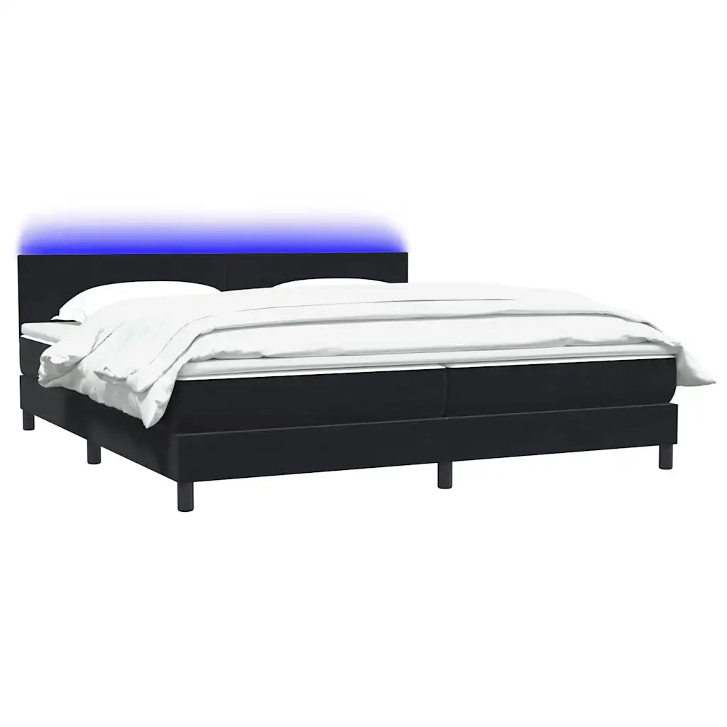 Letto a Molle con Materasso e LED Nero 200x220 cm in Velluto 3316757