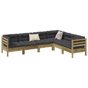 Set Divani da Giardino 6pz con Cuscini Legno Impregnato di Pino 3299462