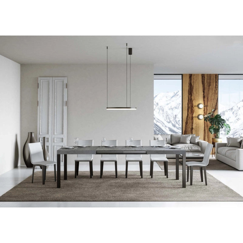 Tavolo allungabile 200/304x90 cm Everyday telaio Antracite - Cemento