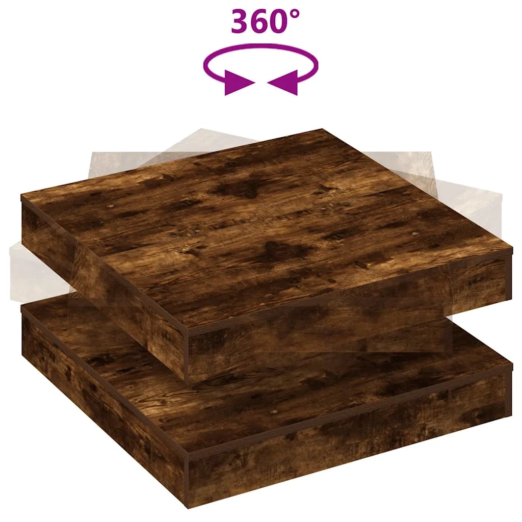 vidaXL Tavolino da Caffè Girevole a 360 Gradi Rovere 70x70x34,5 cm