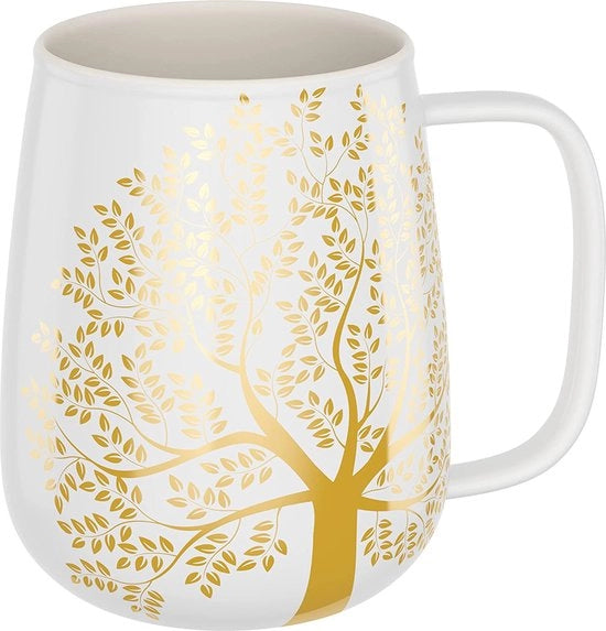 Caffettiera in porcellana grande, 600 ml, grande tazza da caffè, regalo per donna, bicchiere jumbo, tazza da caffè, XXL, tazza da caffè, beveraggio ufficio, bianco