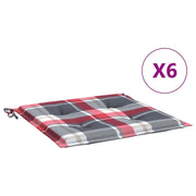 Cuscini per Sedia 6 pz | Cuscini per sedie a Quadri Rossi 40x40x4cm Tessuto Oxford