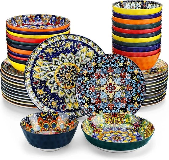 Servizio da Tavola Ceramico 48 pezzi - Servizio da Tavola con Disegni - Set da Tavola - Accessori da Tavola - Regalo Ideale - Colorato