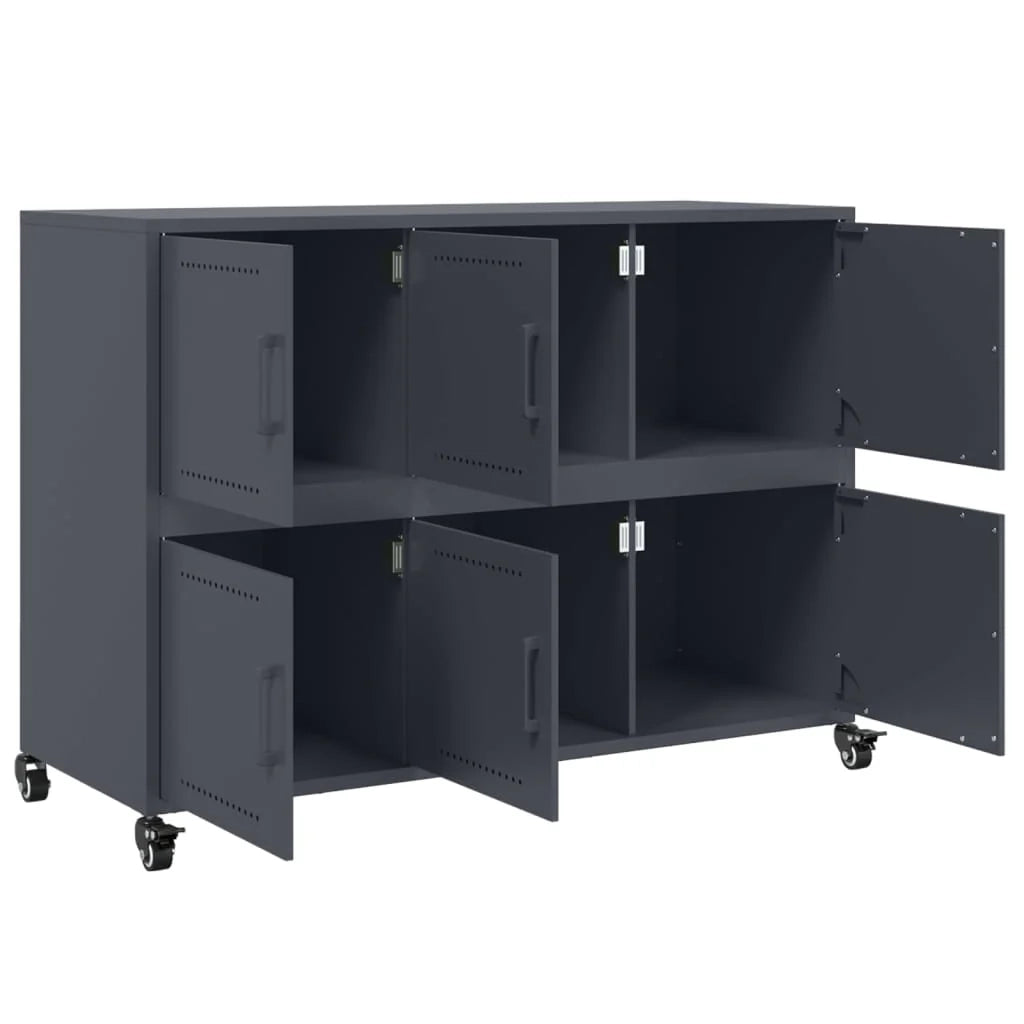 Buffet credenza cassettiera armadio mobile contenitore organizer per cucina soggiorno salotto 100,5 x 39 x 72 cm acciaio antracite 02_0029686