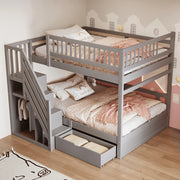 Letto a castello matrimoniale - Xylo - 140x200cm grigio, cassetti grandi