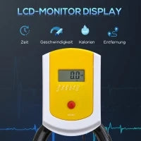 Cyclette Regolabile in Altezza, Cyclette da Interni con Trasmissione a Cinghia, Display LCD, Acciaio ABS, 45,5 x 100 x 101-113 cm, Giallo e Nero