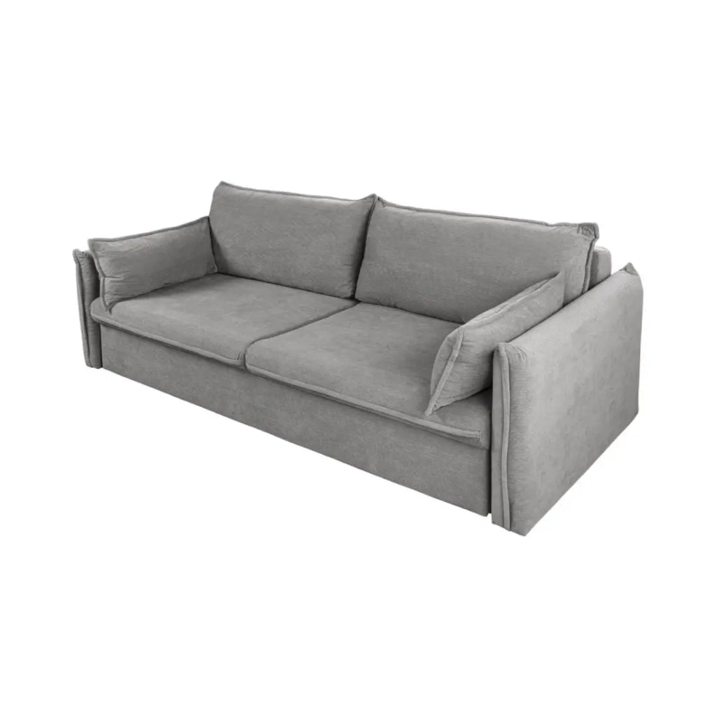 Divano dritto CALDERO grigio scuro convertibile con contenitore – Divano letto in velluto a coste con storage integrato