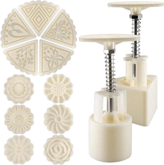 Stampo per torta di luna 50 g 11 timbri fiori forma triangolare strumento decorativo per forno da cucina - bianco - stampi per biscotti.