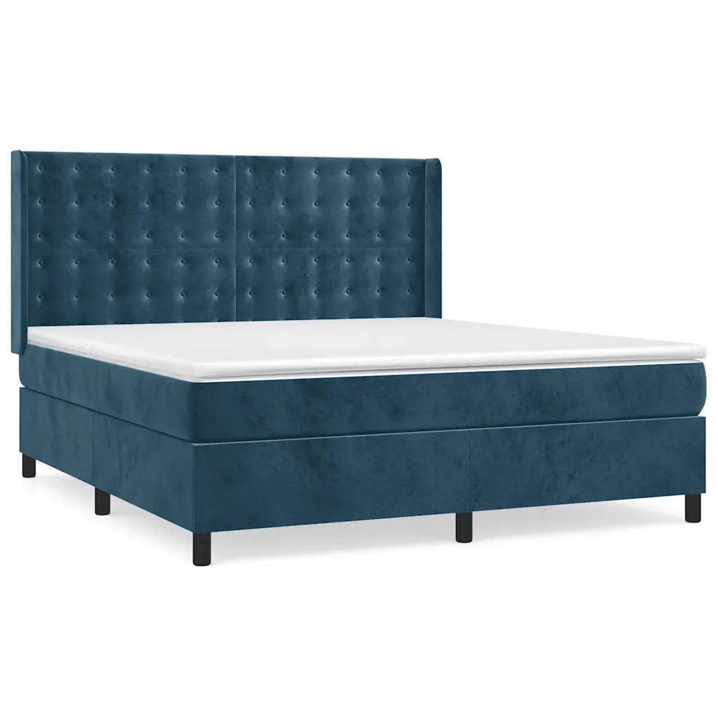Giroletto a Molle con Materasso Blu Scuro 180x200 cm in Velluto 3132937