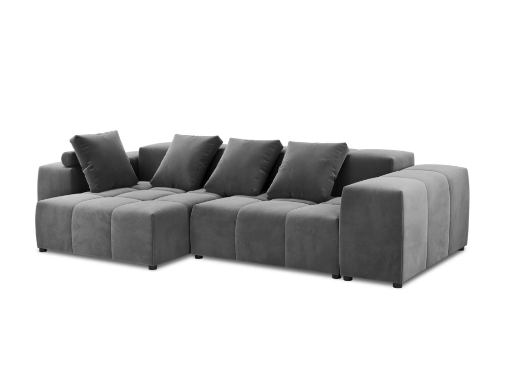 Cosmopolitan Design - Divano angolare modulare reversibile "Rome" 4 posti in velluto grigio 