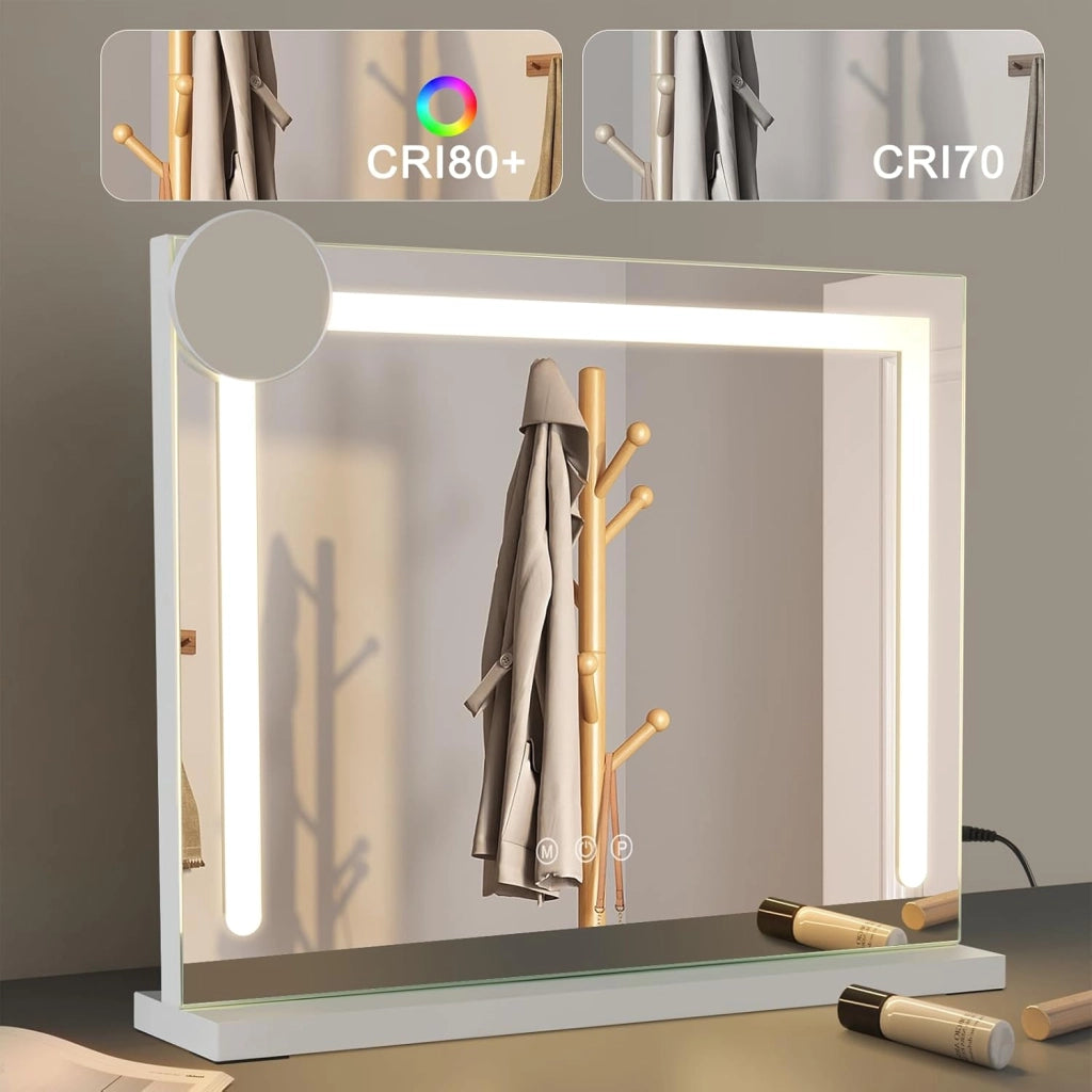 ZMH Specchietto da Trucco Hollywood con Luce LED Dimmabile 3 Modalità di Colore Luce Ingrandimento per Camera da Letto