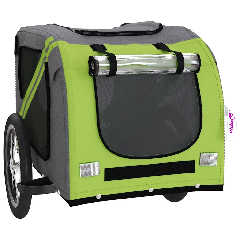 Rimorchio da Bici per Animali Verde e Grigio Oxford e Ferro CFW6837311
