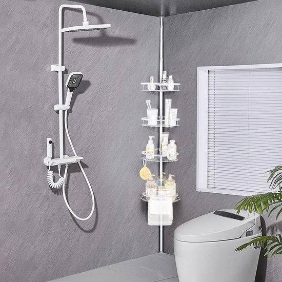Doucheplank telescopica, regolabile senza forare, in acciaio inox con 4 pannelli per vasca da bagno 73-265 cm grigio
